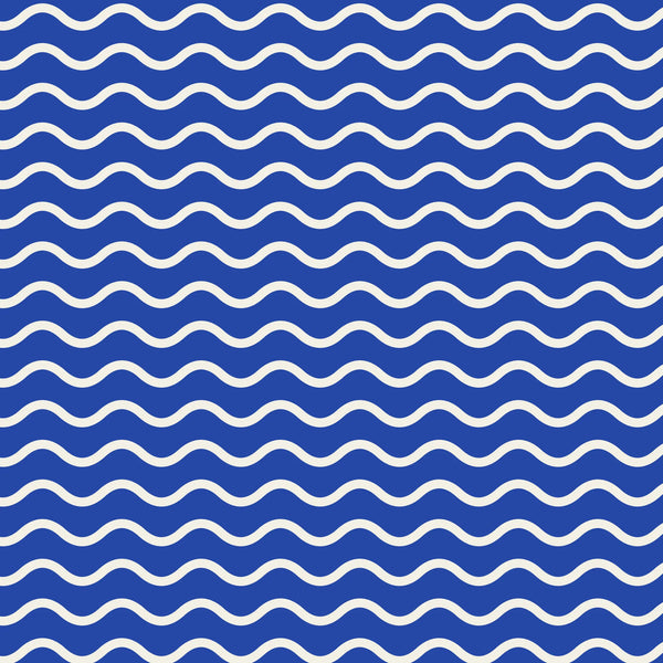 Seawall wave pattern paper coaster design from the Blue Shapes collection in cobalt blue and cream