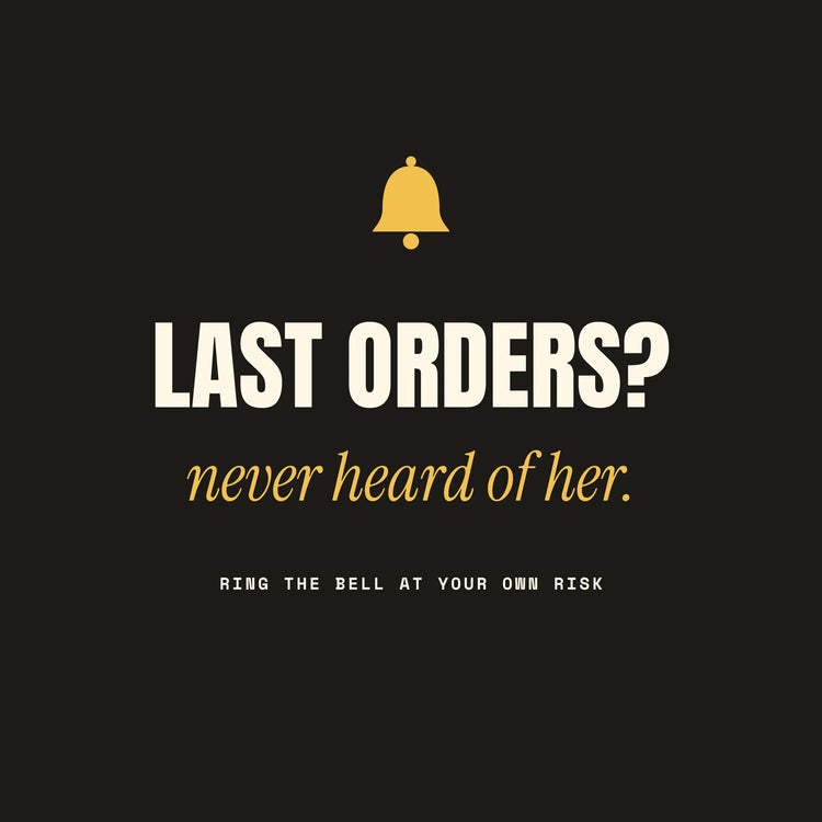 Last Orders bell paper coaster design from the Pub & Beer collection in black, golden yellow and cream