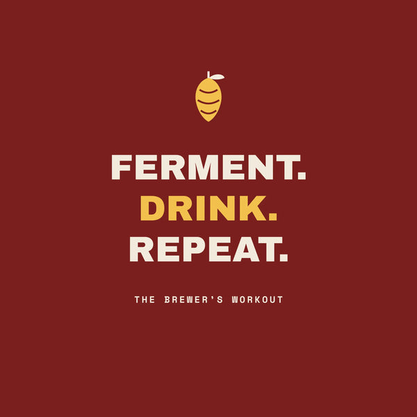 Ferment, Drink, Repeat home brewing paper coaster design from the Pub & Beer collection in burgundy, gold and cream