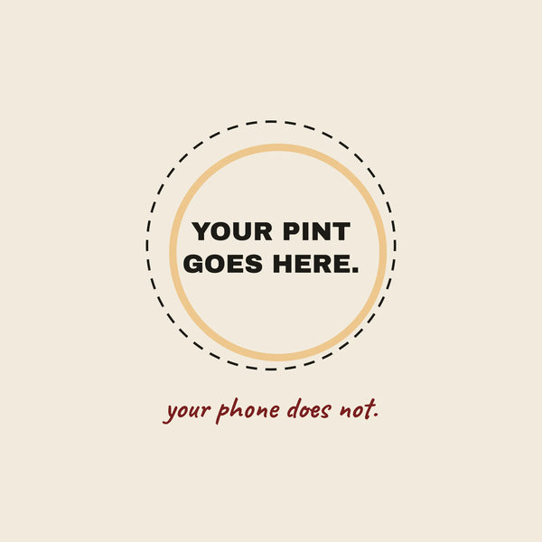 Your Pint Goes Here phone-free pub paper coaster design from the Pub & Beer collection in cream, amber and burgundy