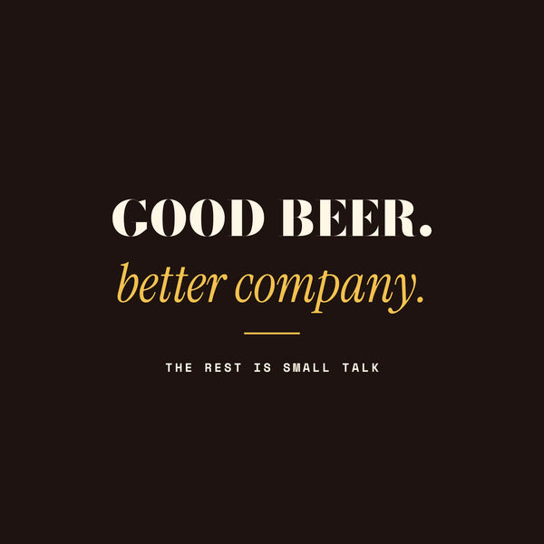Better Company good beer quote paper coaster design from the Pub & Beer collection in dark brown, cream and gold