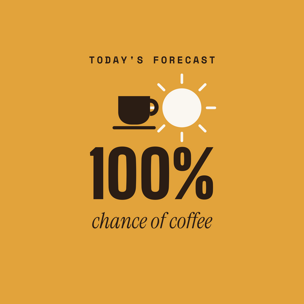 Forecast coffee forecast paper coaster design from the Coffee Wit collection in mustard yellow, black and cream