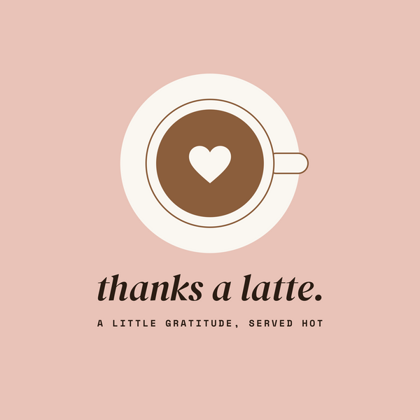 Thanks a Latte latte art heart paper coaster design from the Coffee Wit collection in blush pink, coffee brown and cream