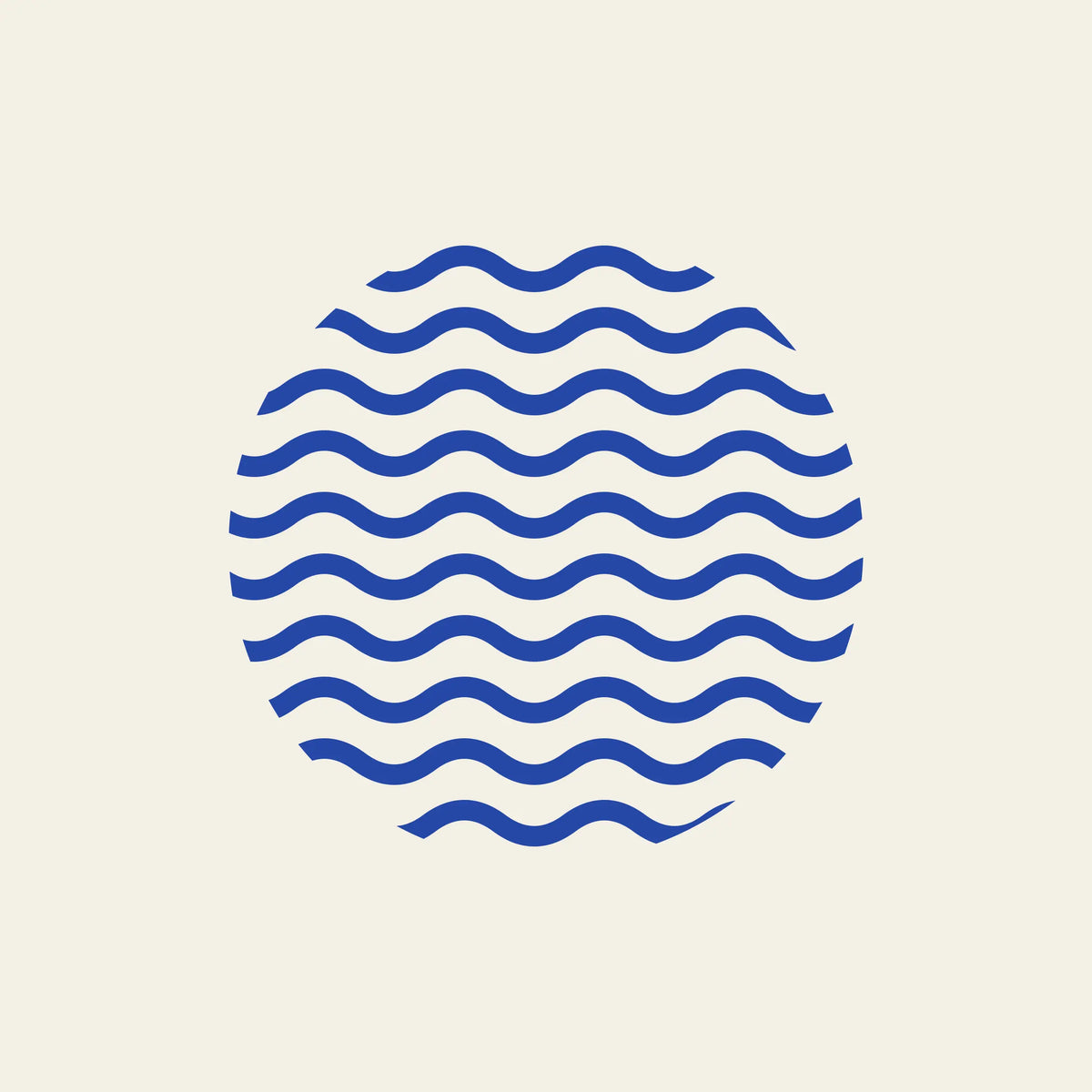 Tide wavy circle paper coaster design from the Blue Shapes collection in cobalt blue and cream