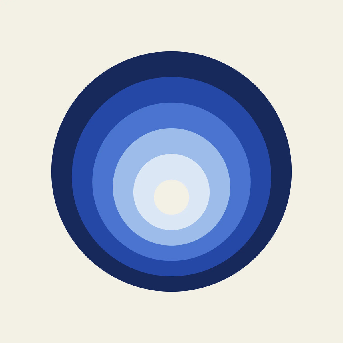 Tunnel tonal rings paper coaster design from the Blue Shapes collection in navy, cobalt, sky blue and cream