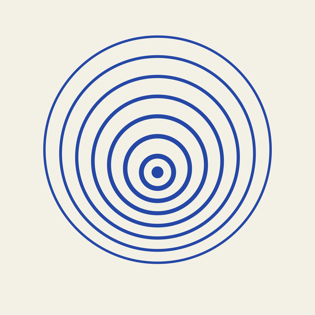 Ripple concentric circles paper coaster design from the Blue Shapes collection in cobalt blue and cream