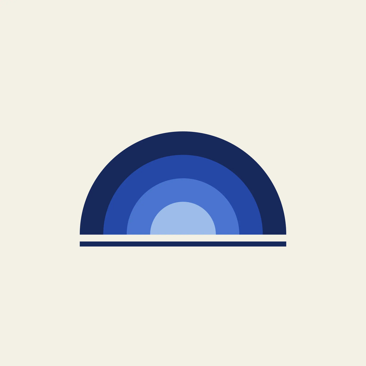 Arches rainbow arch paper coaster design from the Blue Shapes collection in navy, cobalt and sky blue on cream