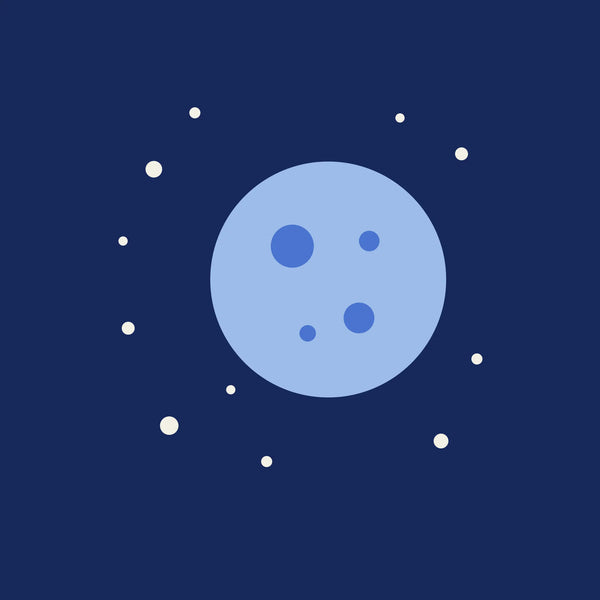 Night Moon night sky paper coaster design from the Blue Shapes collection in navy, sky blue and white