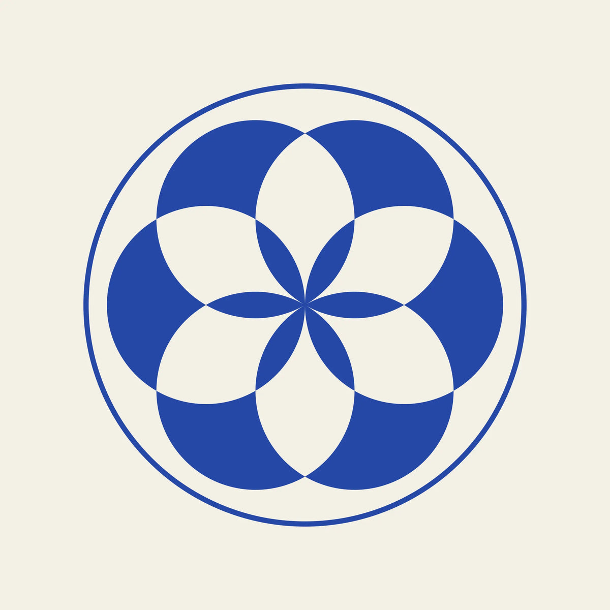 Rosette geometric paper coaster design from the Blue Shapes collection in cobalt blue and cream
