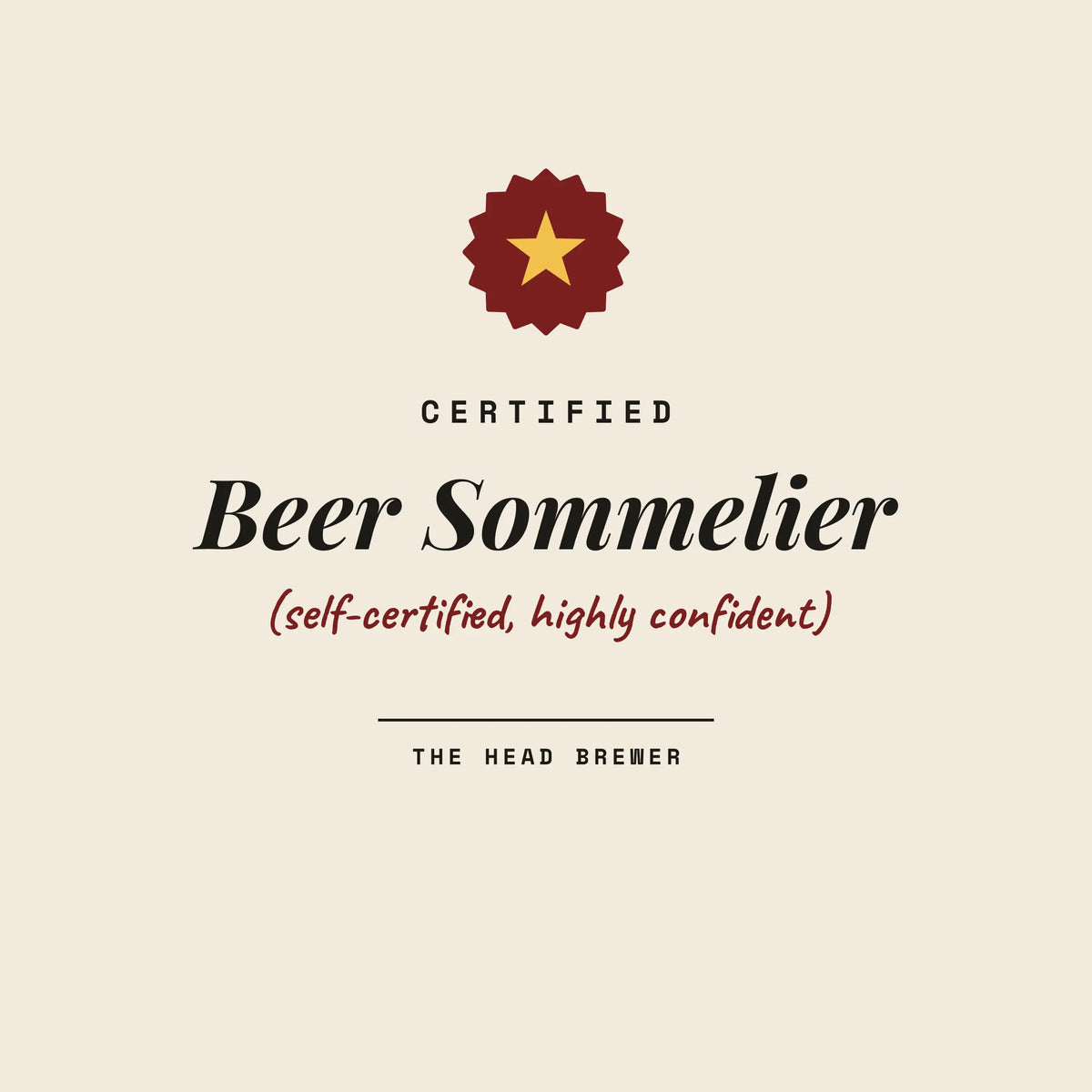 Beer Sommelier craft beer expert paper coaster design from the Pub & Beer collection in cream, burgundy and black