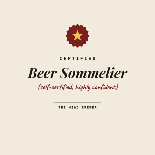 Beer Sommelier craft beer expert paper coaster design from the Pub & Beer collection in cream, burgundy and black