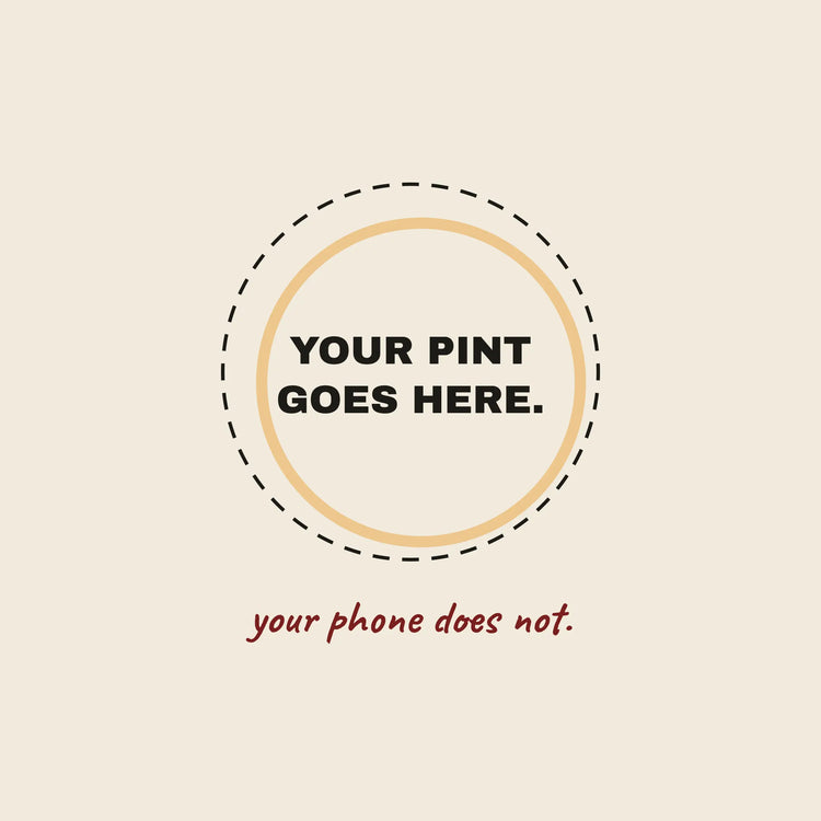 Your Pint Goes Here phone-free pub paper coaster design from the Pub & Beer collection in cream, amber and burgundy