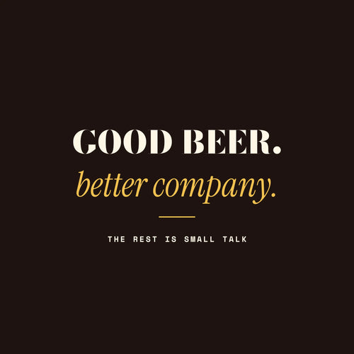 Better Company good beer quote paper coaster design from the Pub & Beer collection in dark brown, cream and gold