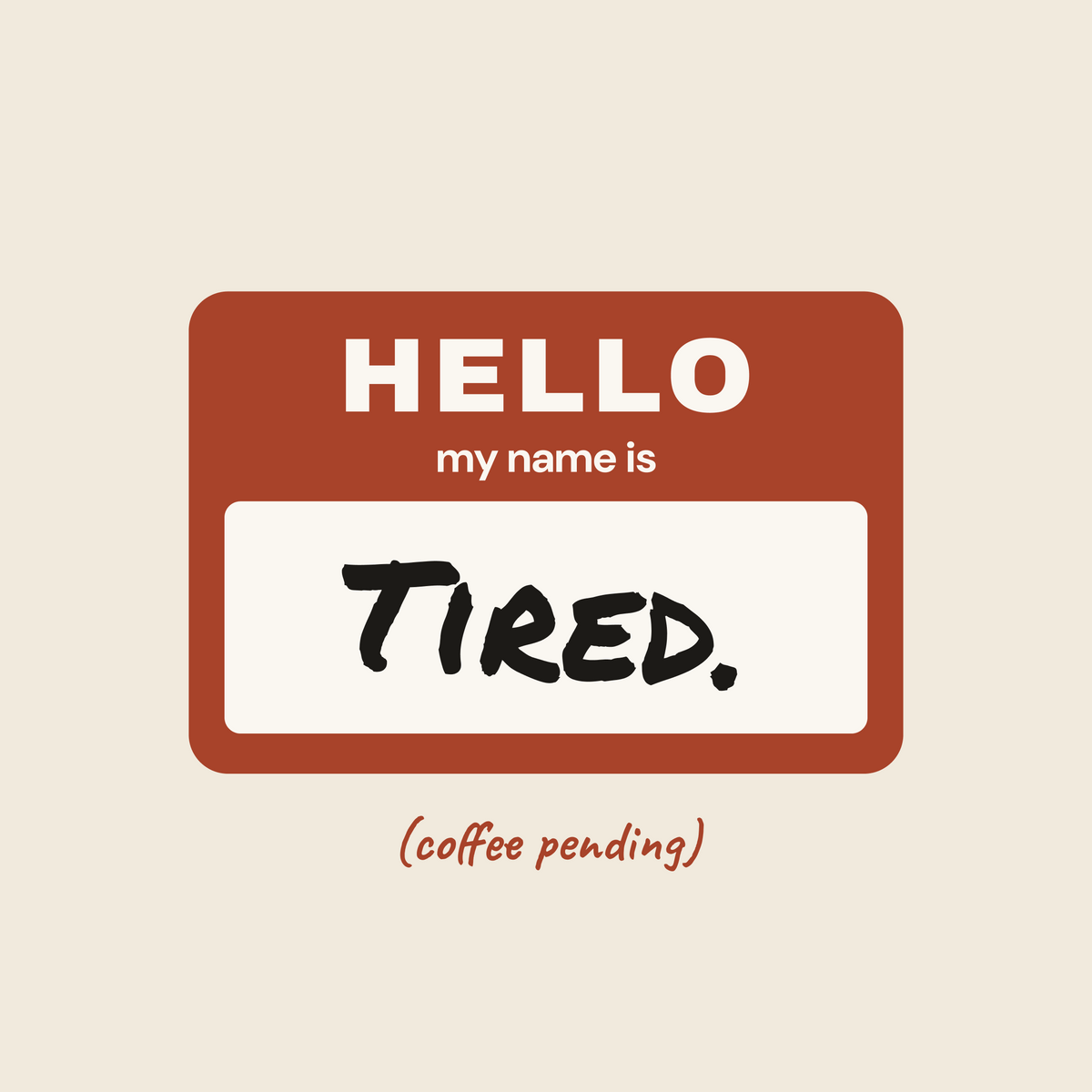 Hello, My Name Is name tag coffee paper coaster design from the Coffee Wit collection in red, black and cream
