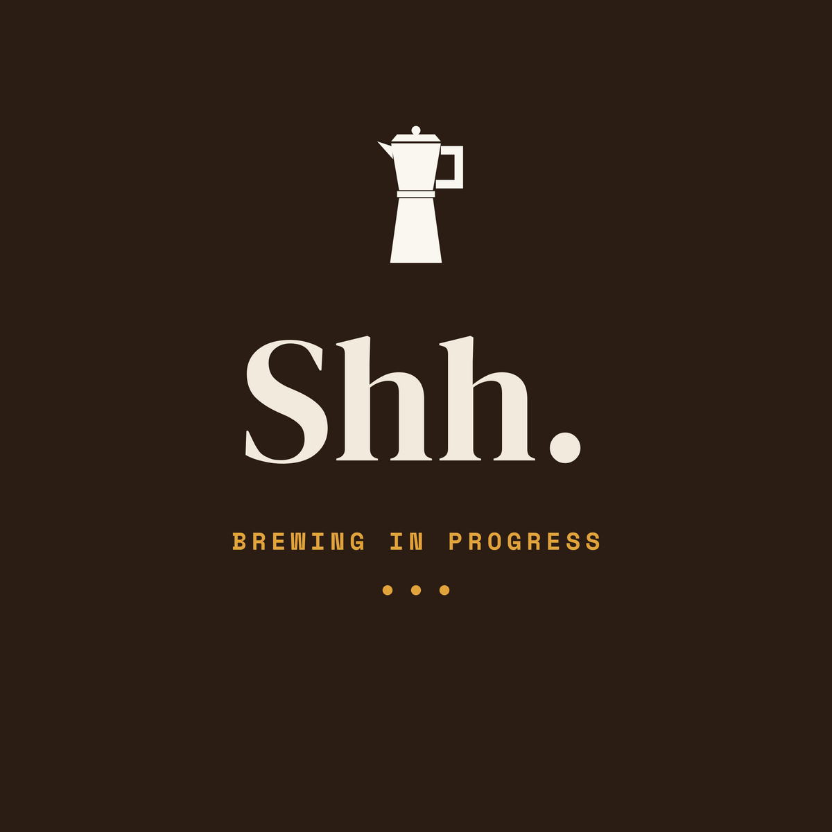 Shh, Brewing moka pot paper coaster design from the Coffee Wit collection in espresso brown, cream and amber