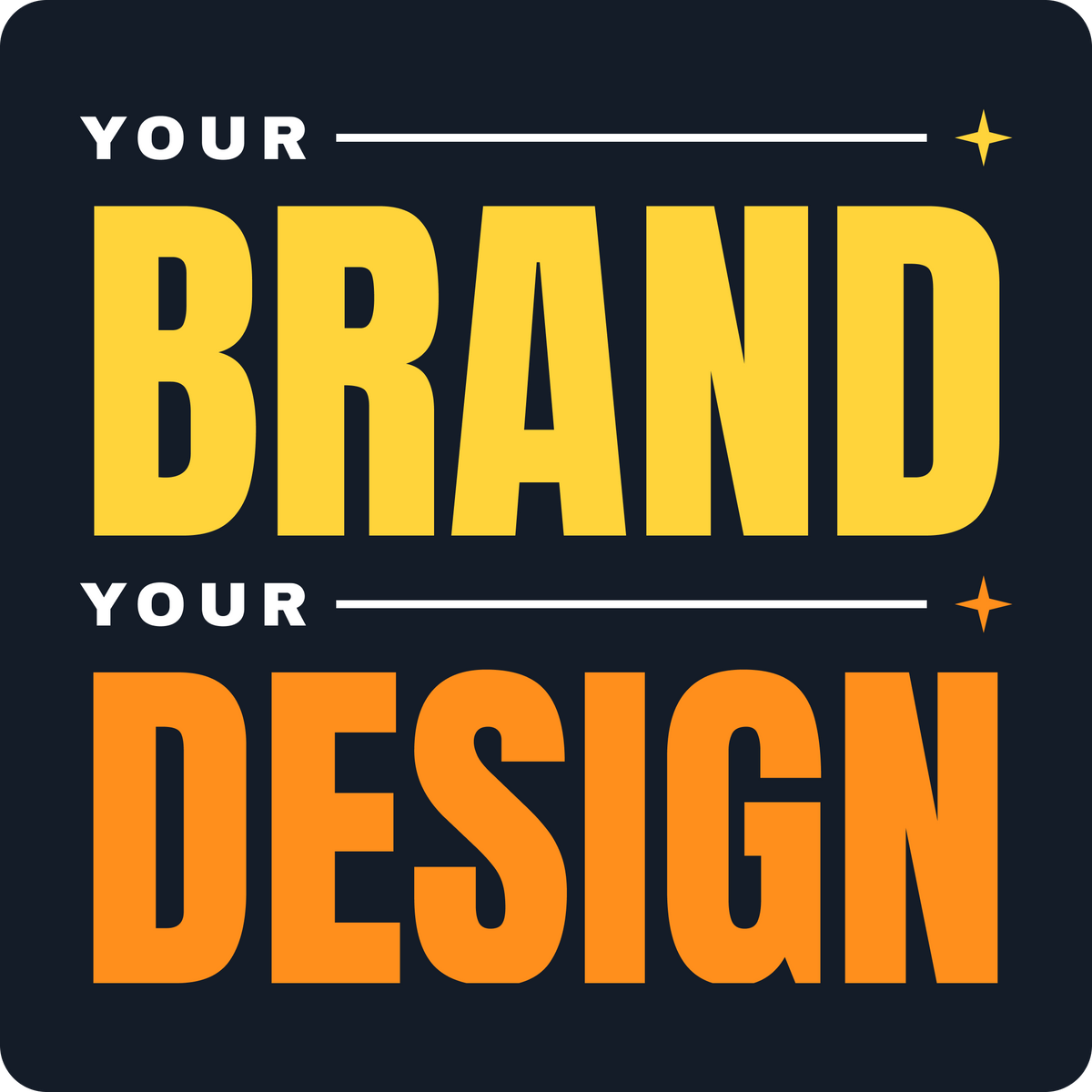 Hey Coasters Studio example: bold yellow and orange lettering on a dark square paper coaster with rounded corners.